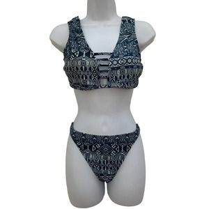 INDIGO REIN Juniors L Blue 2 Piece Padded Bra Bikini Set Swimsuit